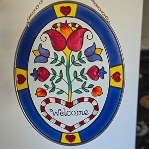 Colorful Stained Glass Welcome Sign